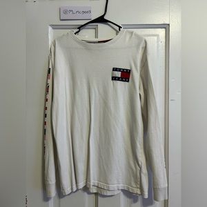 Vintage White Tommy Hilfiger Flag Long Sleeve Tee